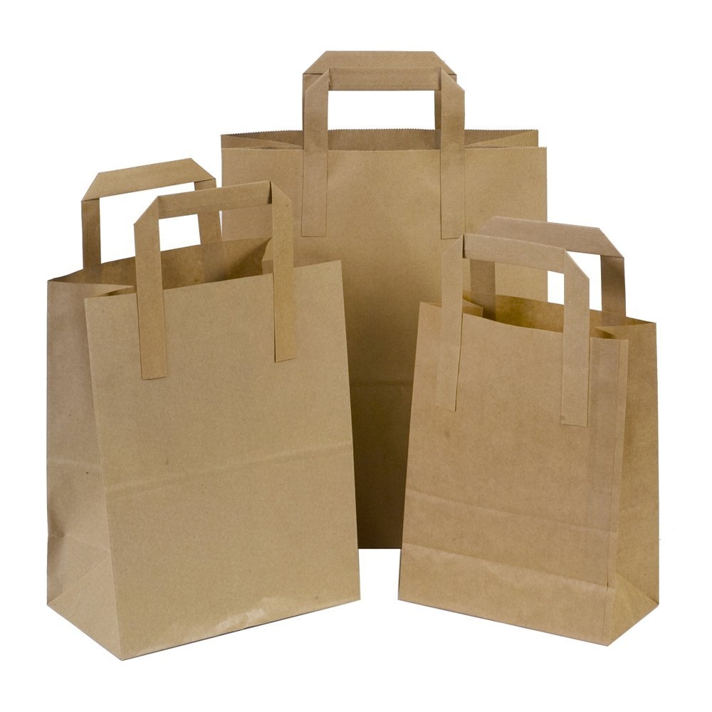 Paper bags with folded handles