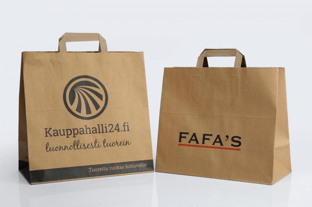 Paper bags with folded handles