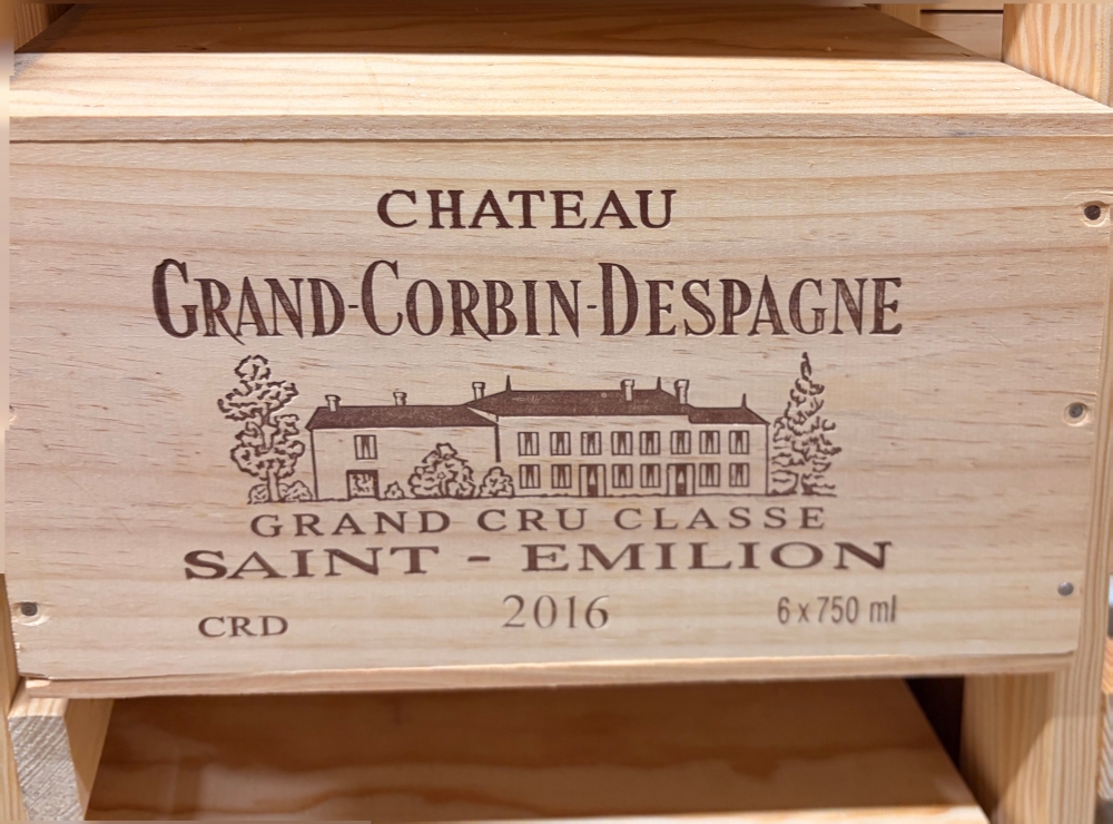Grand Corbin Despagne 2016 – Saint‑Émilion – Caisses bois d’origine – 2×6 bouteilles