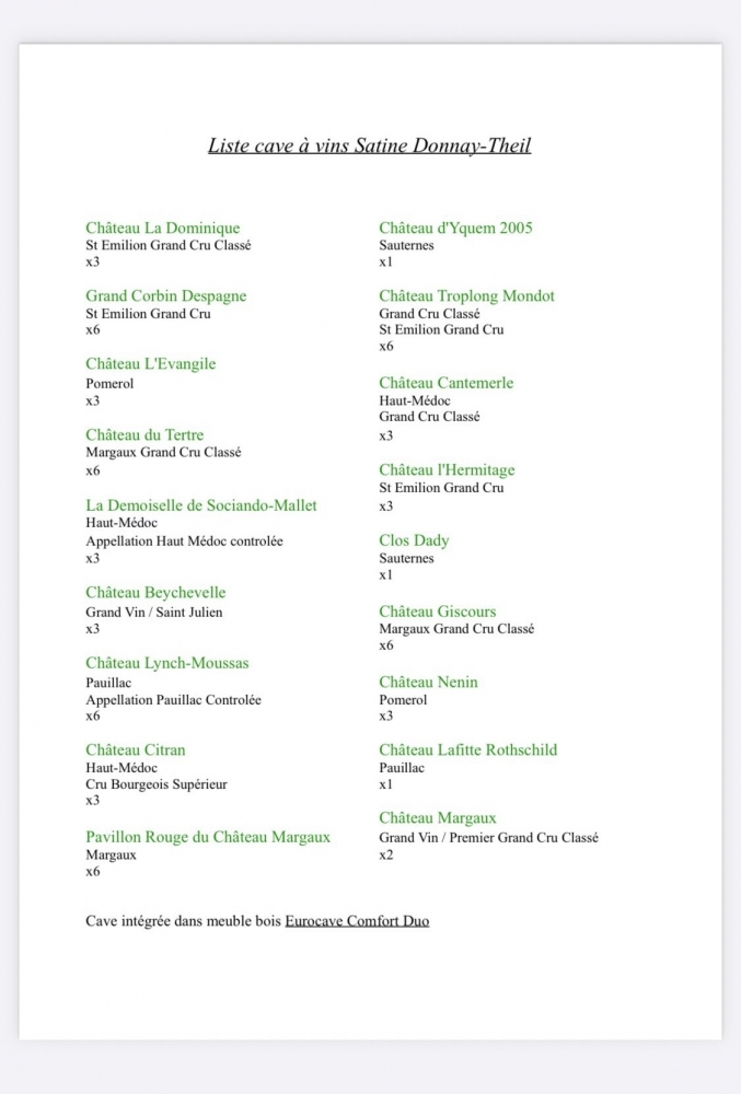 Ventes Cave à vins et vins