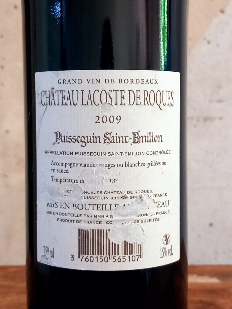 Puisseguin Saint-Emilion - Château Lacoste de Roques - 2009 - 75 cl