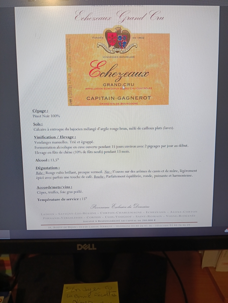 Domaine Captain Gagnerot Echezeaux GRAND CRU  En Orveaux 2019.