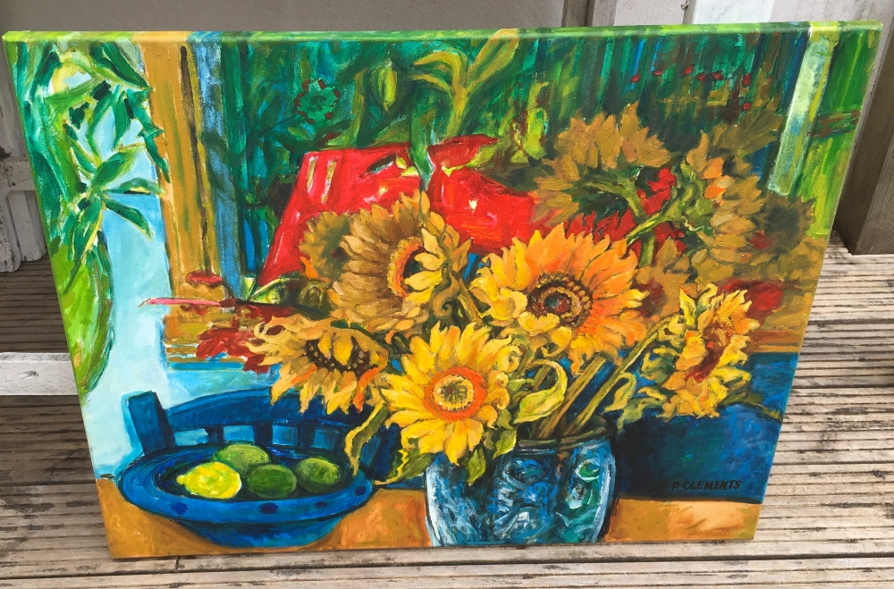 Still Life with Sunflowers, Lemon and Limes