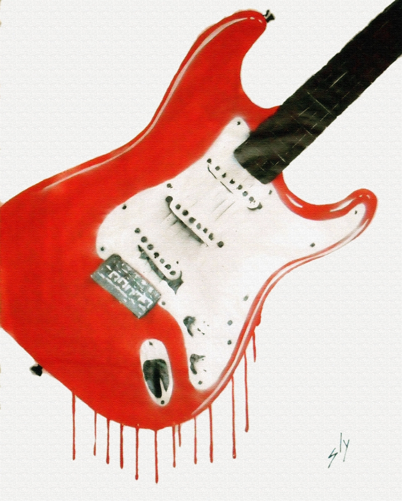 Bleedin' Guitar (On canvas)