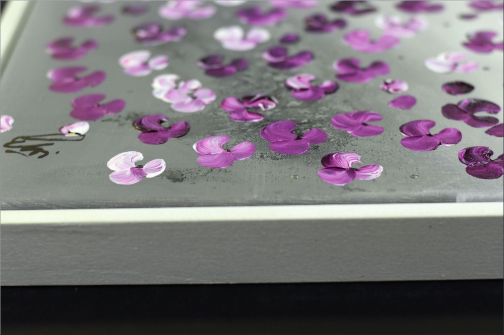 Deep Violet - Cherry blossom painting in frame