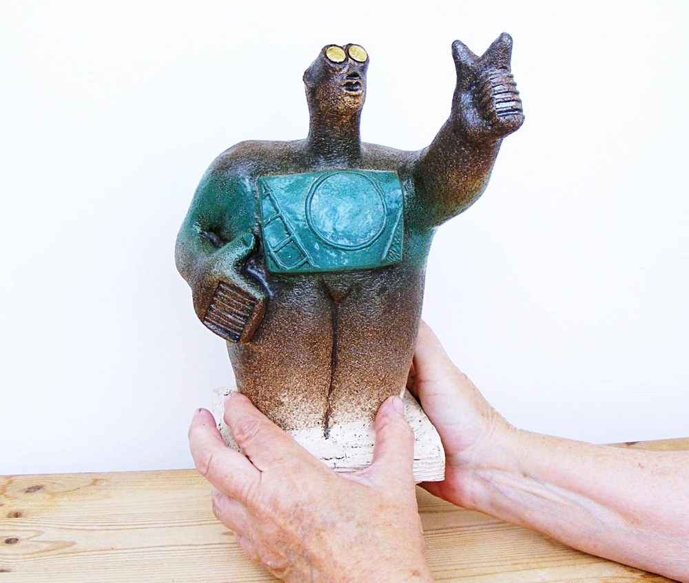 UFO Watchers - “Must be the mothership.” - Ceramic Sculptures - (Pair)