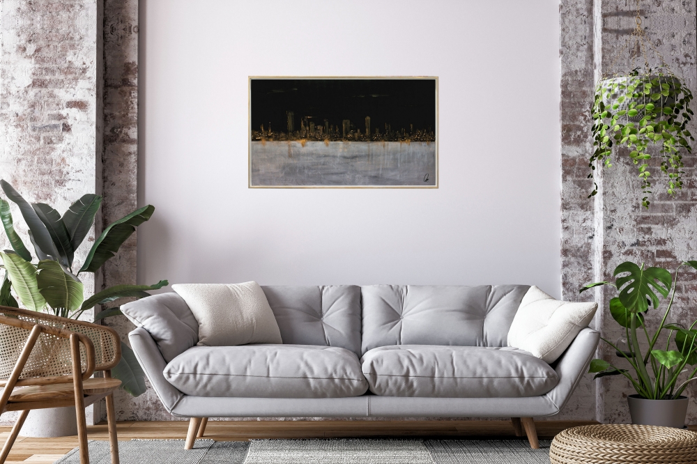 Golden City - Abstract Cityscape in Frame