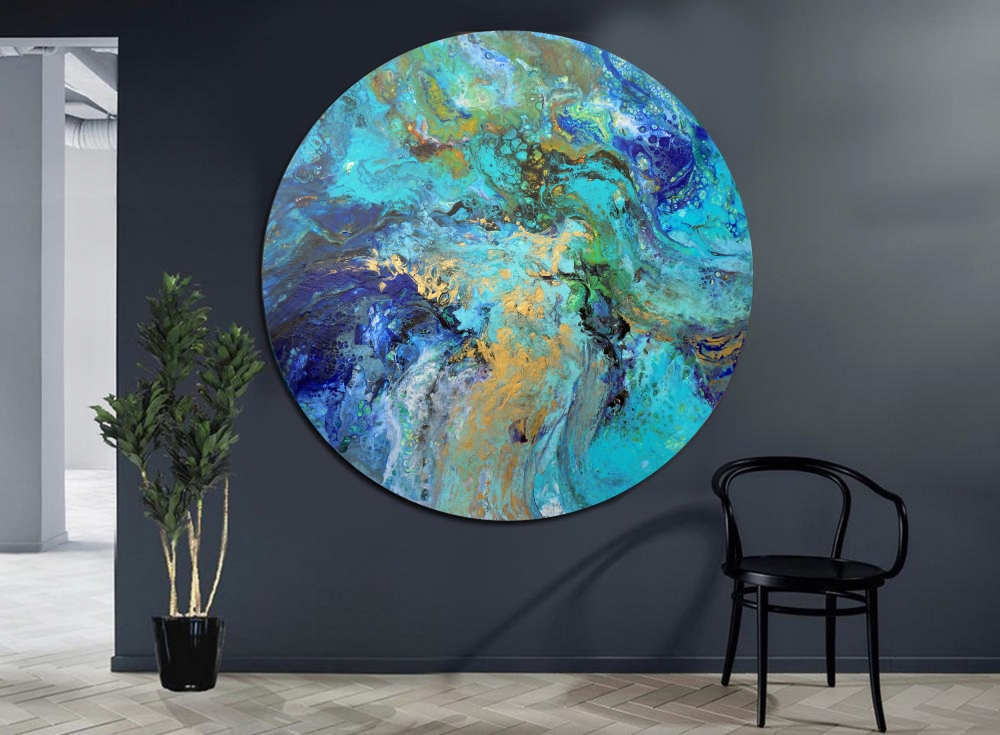 XL abstract round painting art 