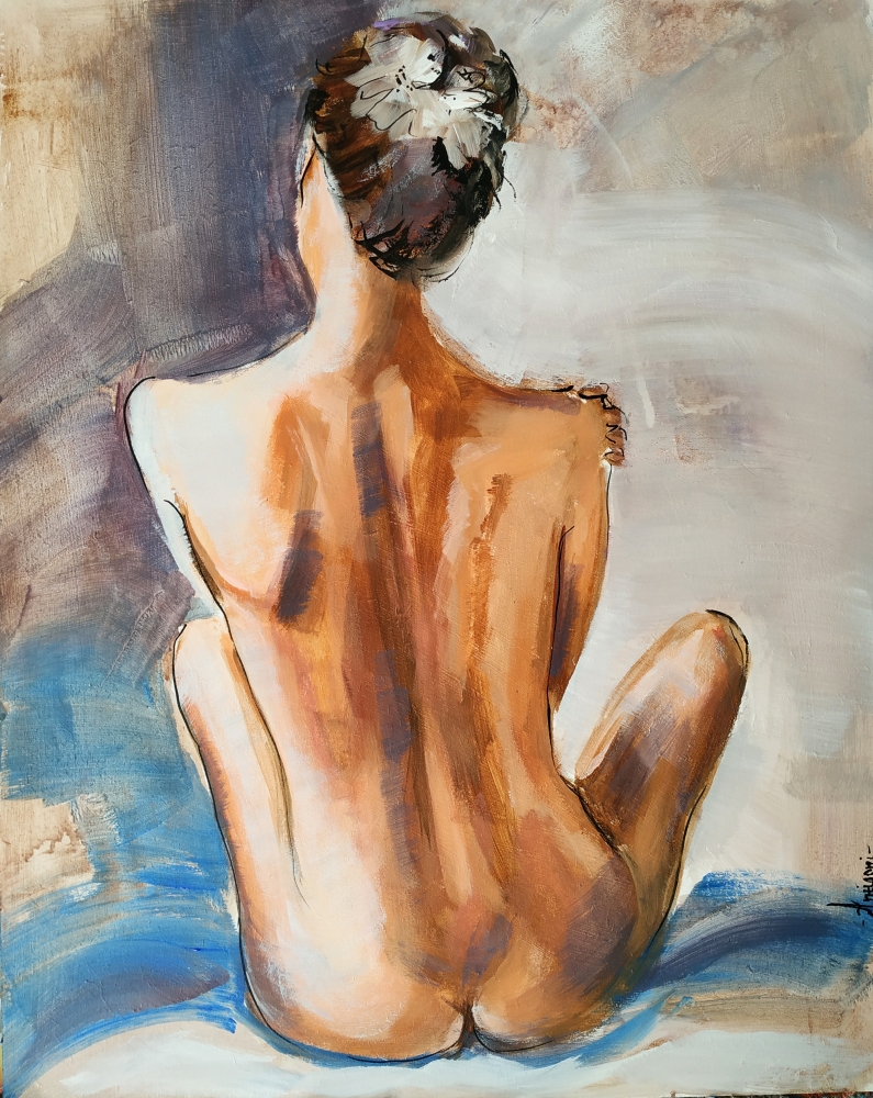 Just Like A Melody-Figurative Nude Painting on wood