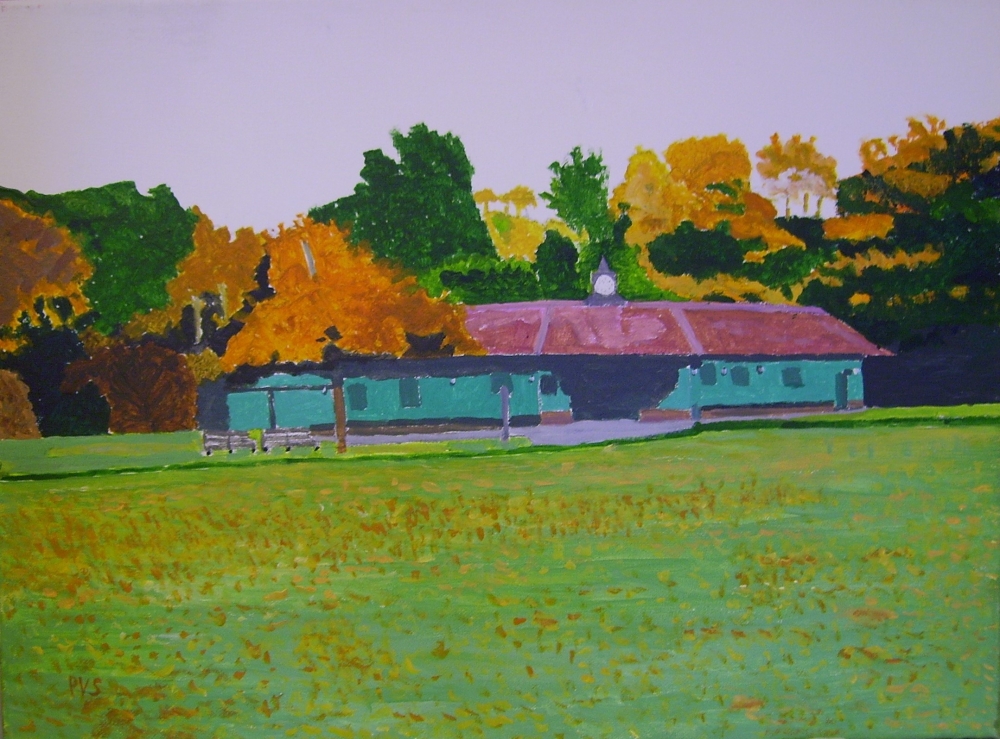 The bowling green in Autumn.