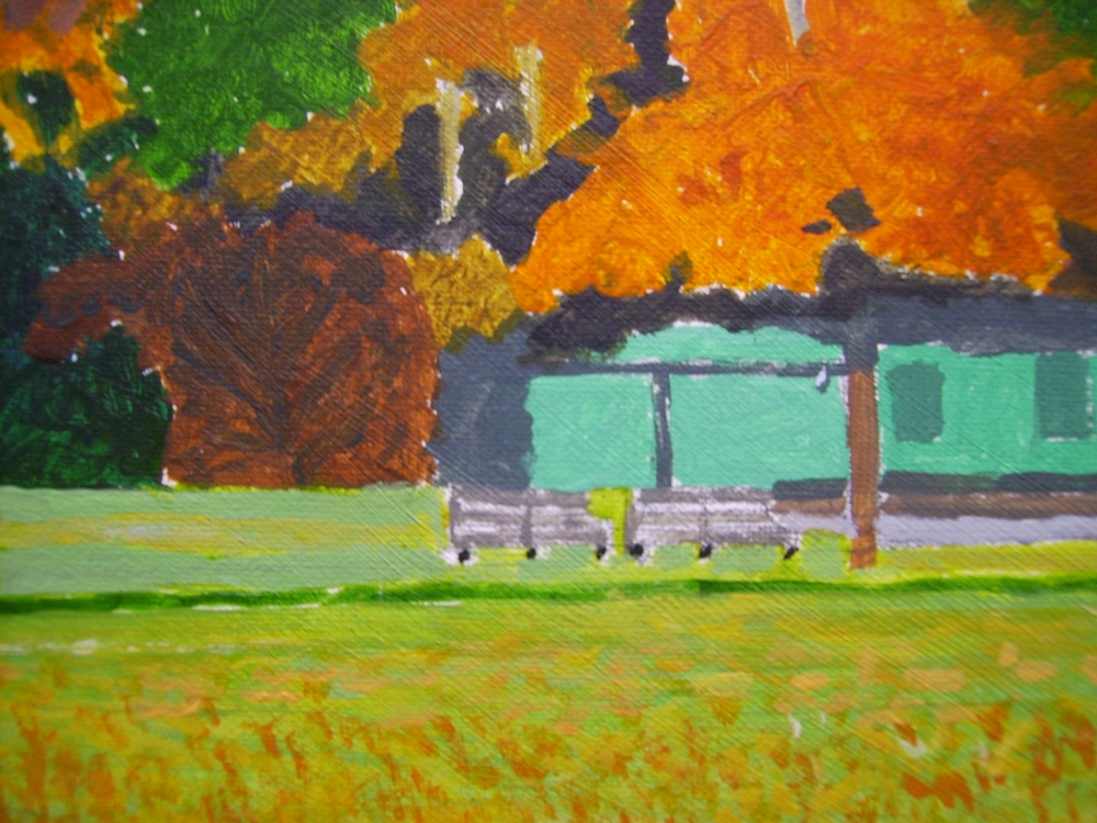 The bowling green in Autumn.