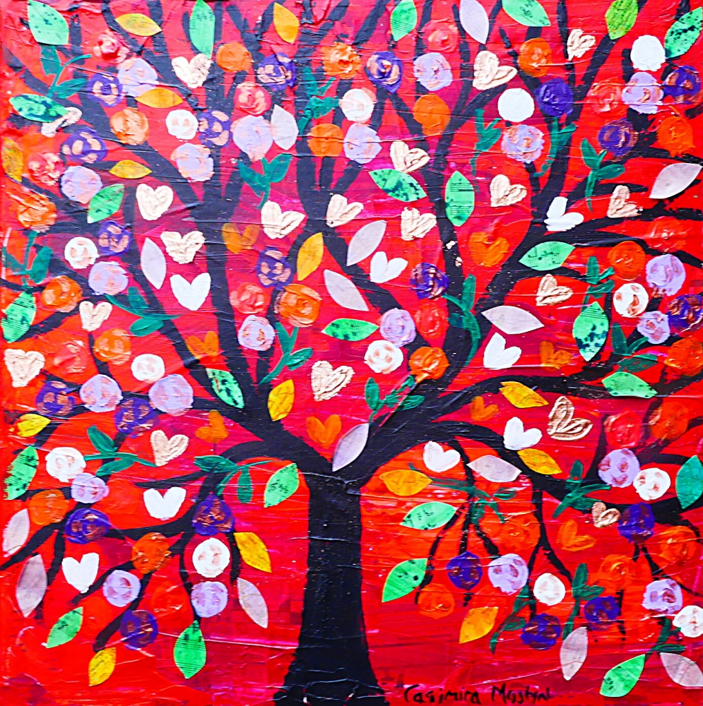 The Quirky Love Tree in a Red Sky