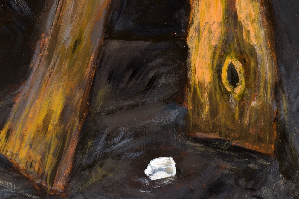 Still Life with Two Raw Planks of Wood and a Piece of Chalk