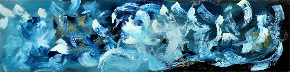 White Feathers - Abstract acrylic painting on deep-edged canvas