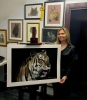 Tiger - Original Large Pastel Painting Wall Decor Portrait ART SIGNED Deimante Bruzguliene