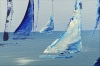 Around the World 2- acrylic abstract sailboat painting