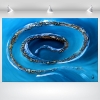 Golden Swirl - Blue abstract art on stretched canvas