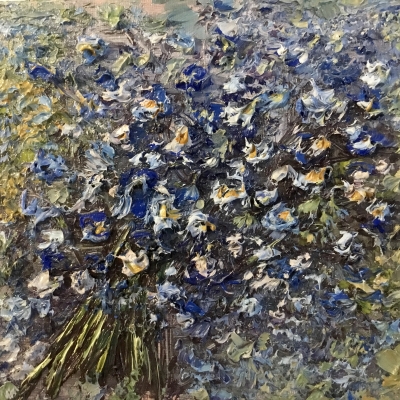 Forgets me not flower bouquet oil painting 