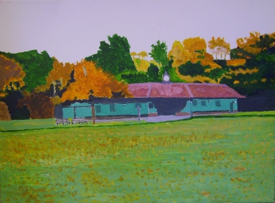 The bowling green in Autumn.