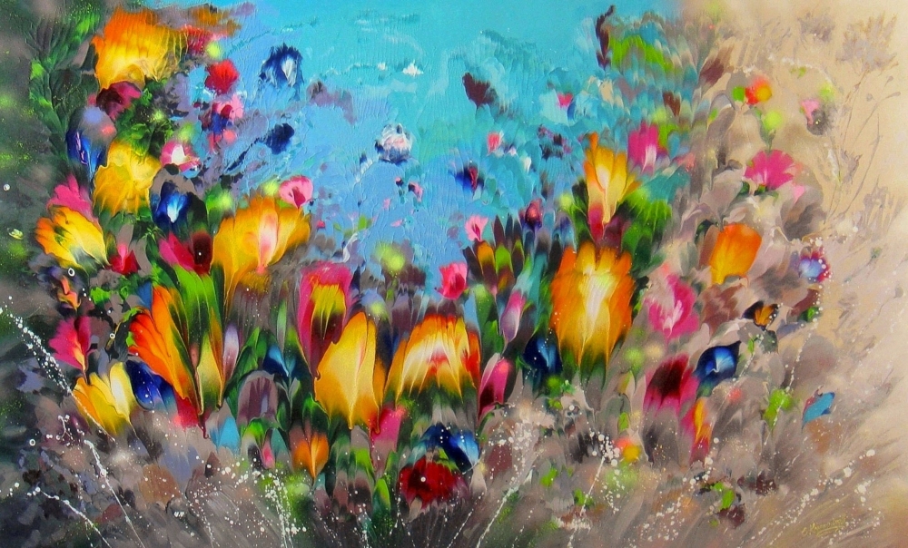 \"Amazing Flowers\" VERY LARGE Painting