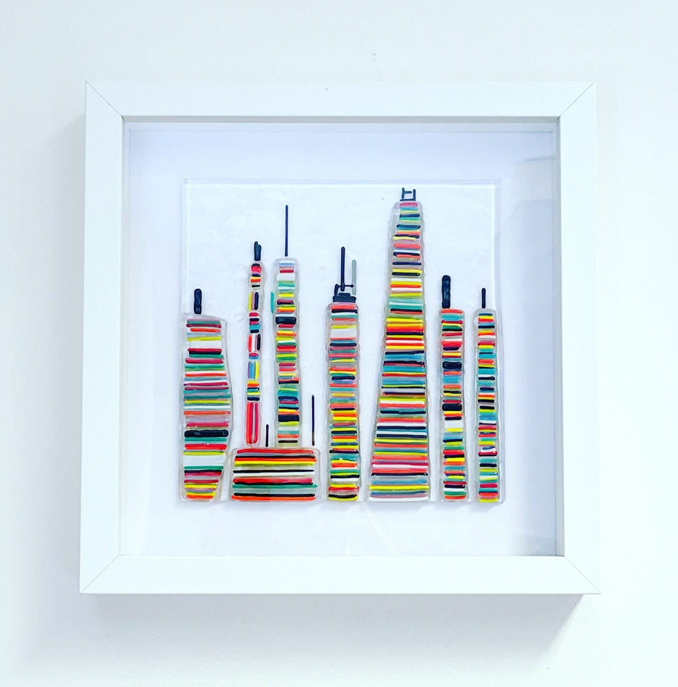 Simple City Glass Framed Art