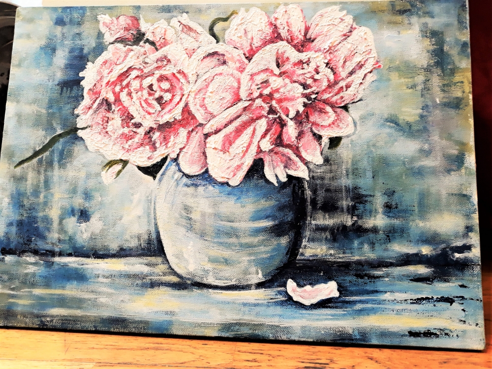 Vase with Big Pink Flowers