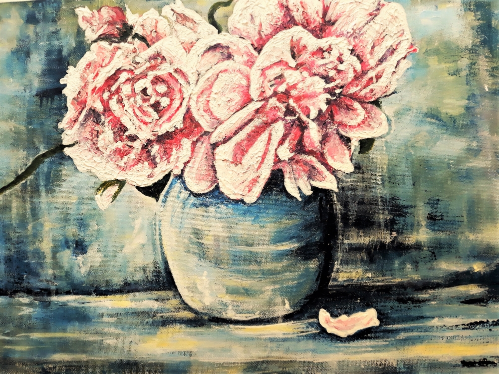 Vase with Big Pink Flowers