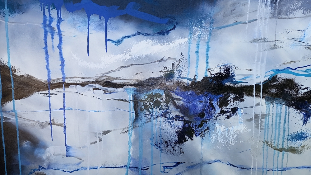 XXXL Abstract Antarctica 200 x 100 cm Diptych Oil Painting