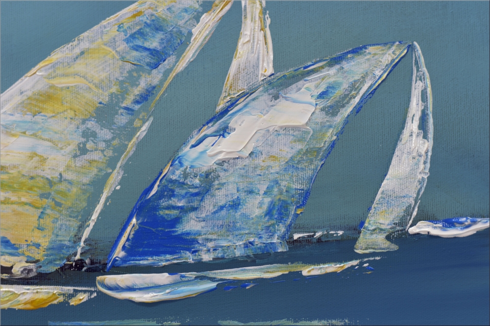 Cruise - Abstract Sailboats on Stretched Canvas