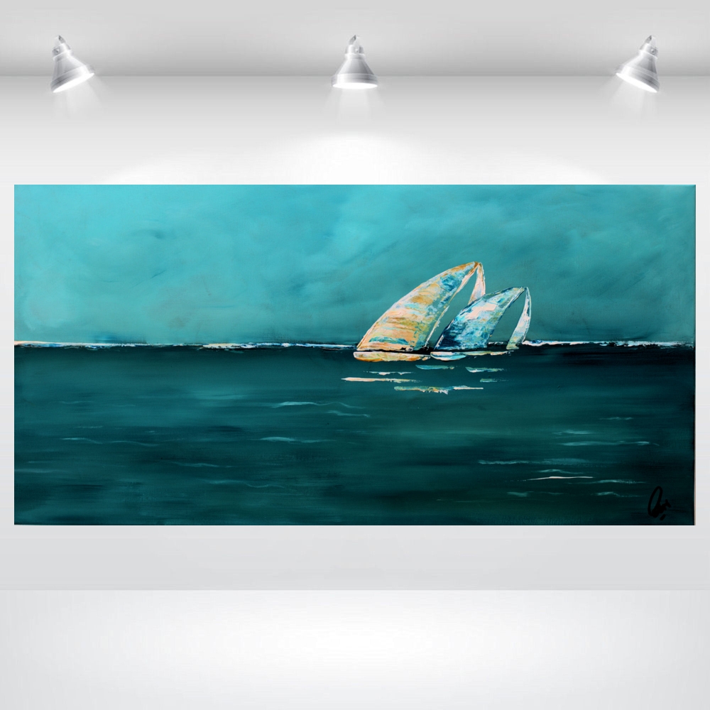 Cruise - Abstract Sailboats on Stretched Canvas