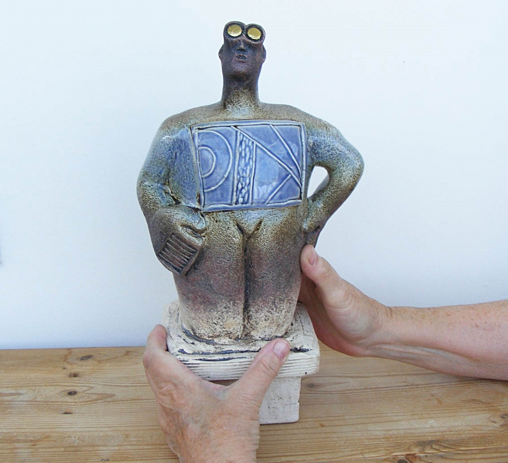 Stargazer Figure - Looking for Neptune - Ceramic Sculpture