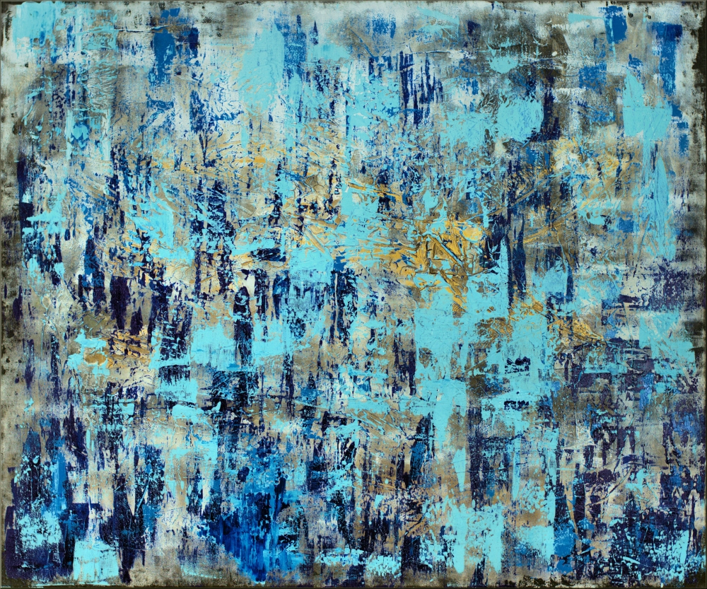 Euphoria - Blue Abstract Art on Stretched Canvas