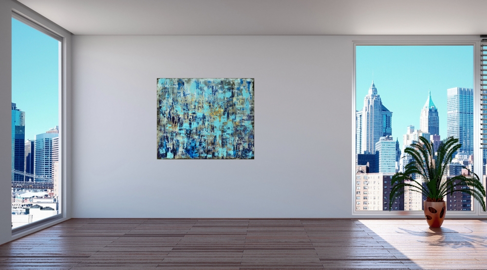 Euphoria - Blue Abstract Art on Stretched Canvas