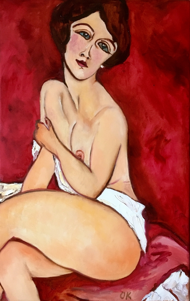 RED NUDE #2 AMEDEO MODIGLIANI INSPIRED