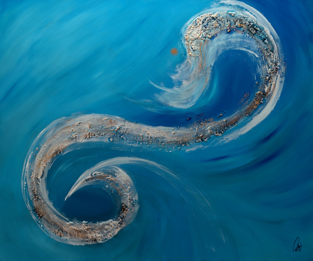 Golden Wave - Blue Oversized Acrylic Artwork