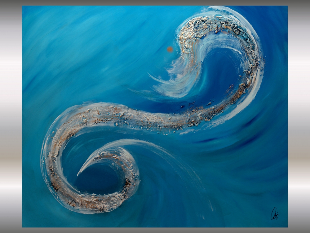 Golden Wave - Blue Oversized Acrylic Artwork