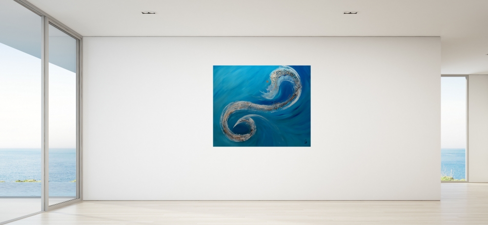 Golden Wave - Blue Oversized Acrylic Artwork