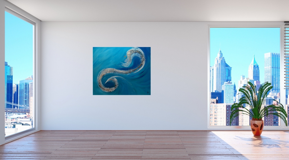 Golden Wave - Blue Oversized Acrylic Artwork