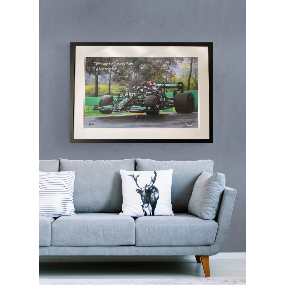 Lewis Hamilton 2021 Italian GP Giclee Limited Edition Painting 105cmx71cm COA