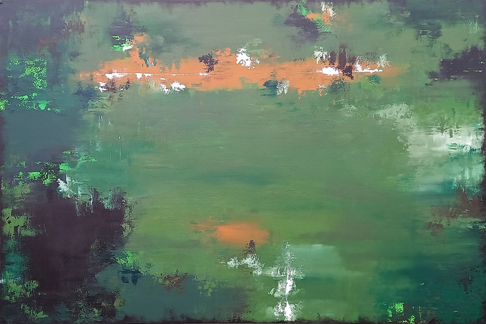 XXXL Green Echoes 150 x 100cm (59 x 39 inch) Abstract Painting