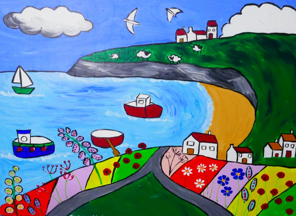 Naive Painting of Robin Hoods Bay