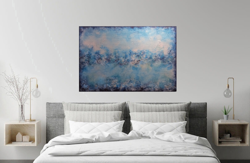 XL Blue Bay 76 x 51cm Textured Abstract Painting