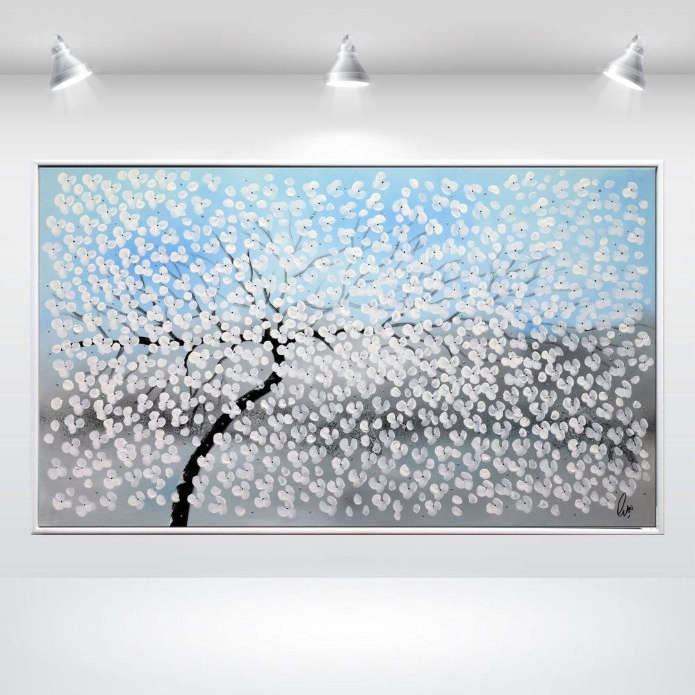 Dream - acrylic abstract painting cherry blossoms nature painting framed canvas wall art