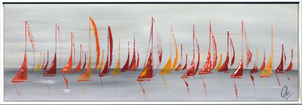 Last Days of Summer - Abstract Sailboat Painting in Frame