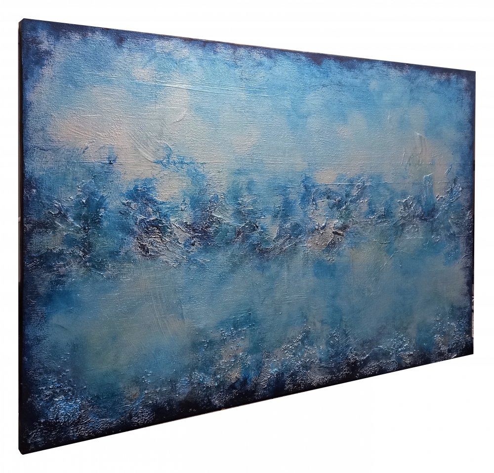 XL Blue Bay 76 x 51cm Textured Abstract Painting