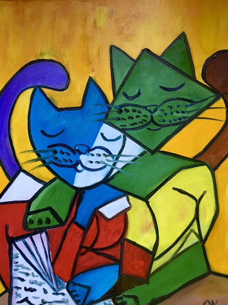 CAT VERSION OF “TWO GIRLS READING” BY PABLO PICASSO.