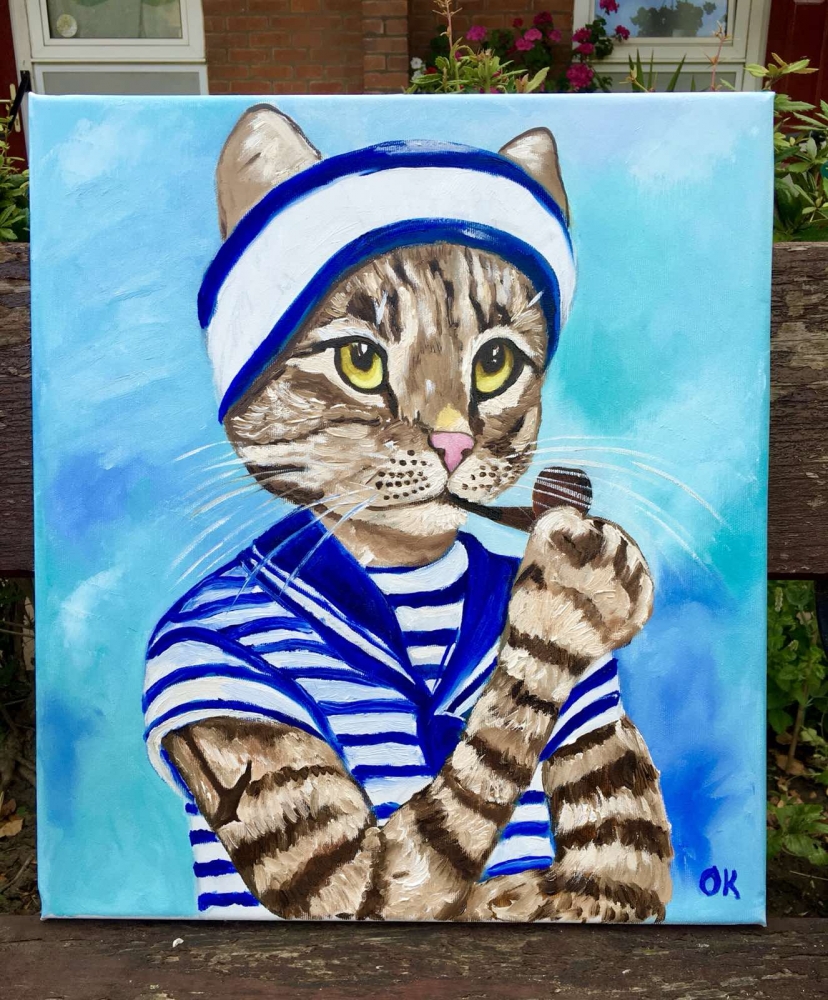 CAT SAILOR, SMOKING A PIPE