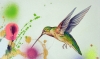 Hummingbird and Flowers ”New Day” 