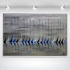 Blue Regatta- Abstract Sailboat Painting in Frame 