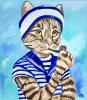 CAT SAILOR, SMOKING A PIPE